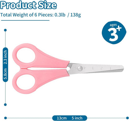 Kinderschere 6er Set Stumpfe Spitze Edelstahlklingen Zentimeterskala