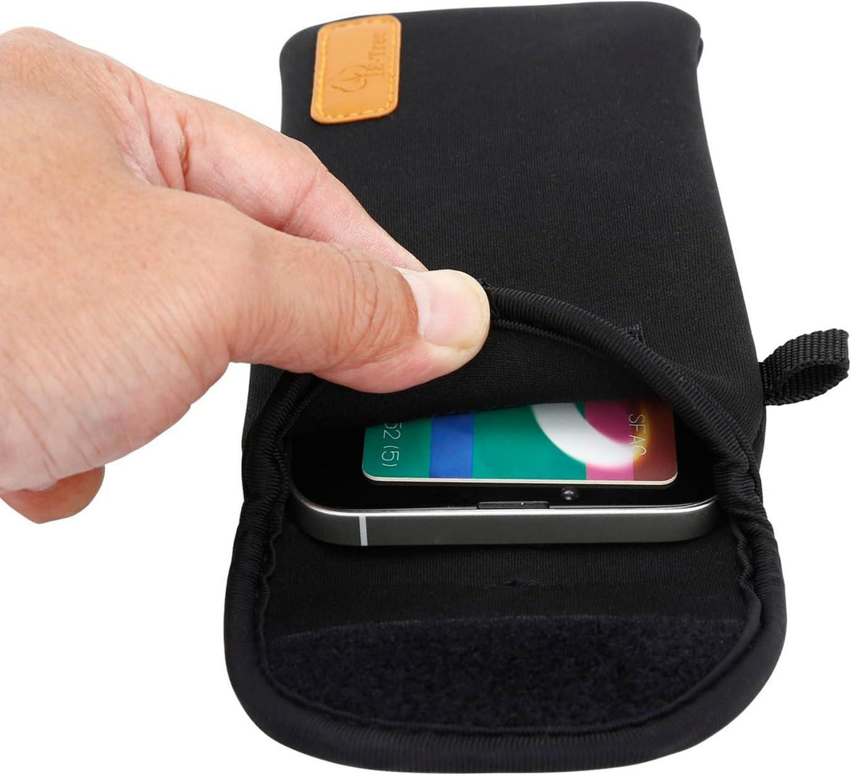DOB SECHS Neopren Handyhülle Tasche Universal Pouch, Schwarz