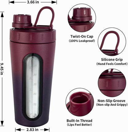 Metall Protein Shaker Flasche 28 oz mit 2 Kugeln auslaufsicher & auslaufsicher