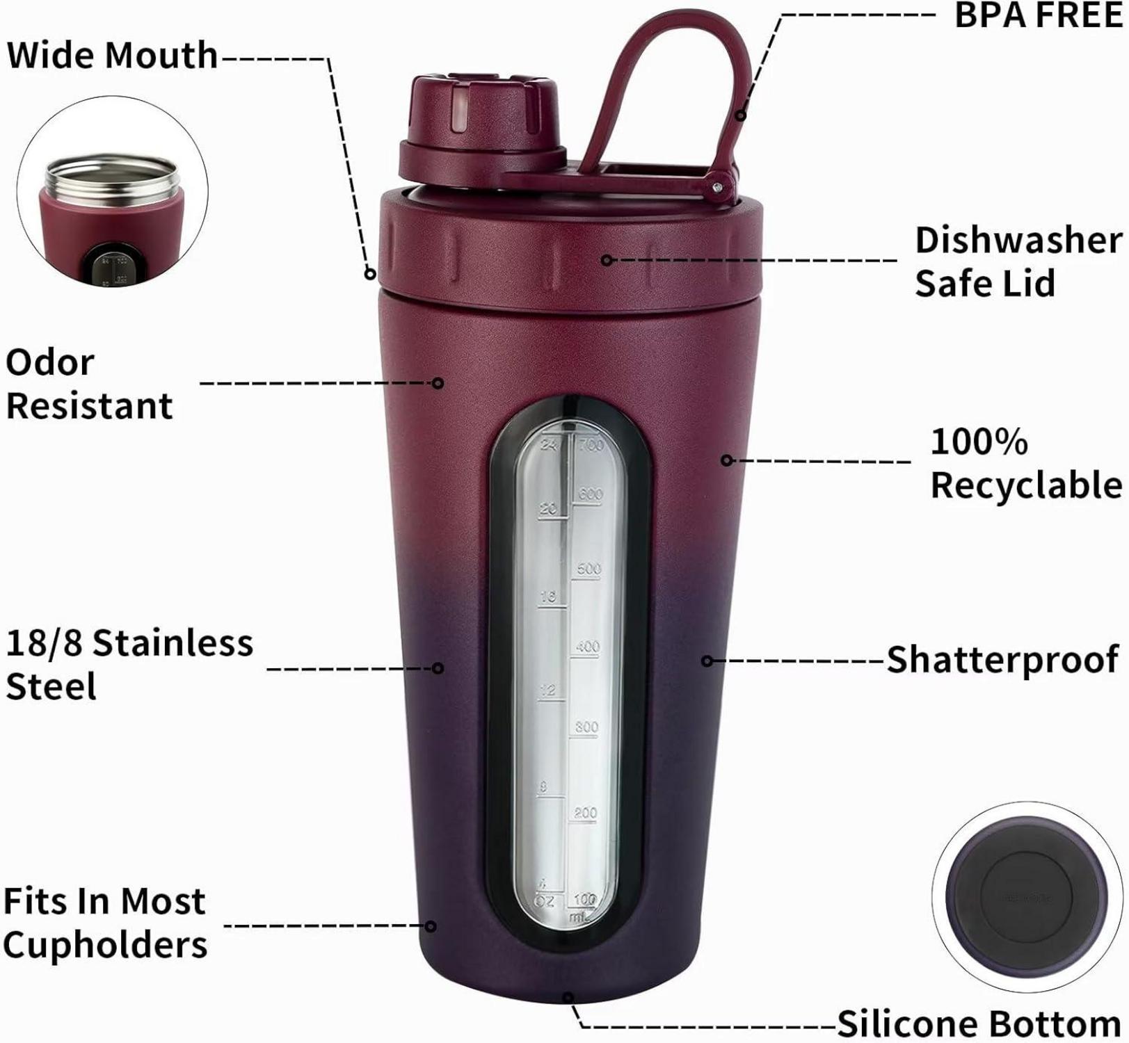 Protein Shaker Edelstahl 28 oz mit 2 Kugeln, auslaufsicher