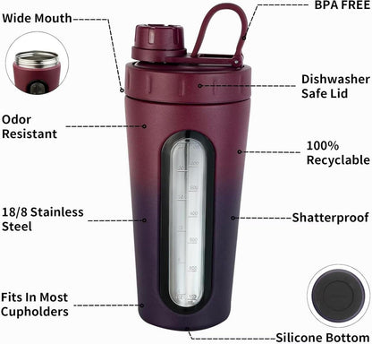 Protein Shaker Edelstahl 28 oz mit 2 Kugeln, auslaufsicher