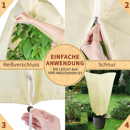 Winterschutz Pflanzen Atmungsaktiv 85 g/m² Kübelpflanzensack Beige 120x180cm