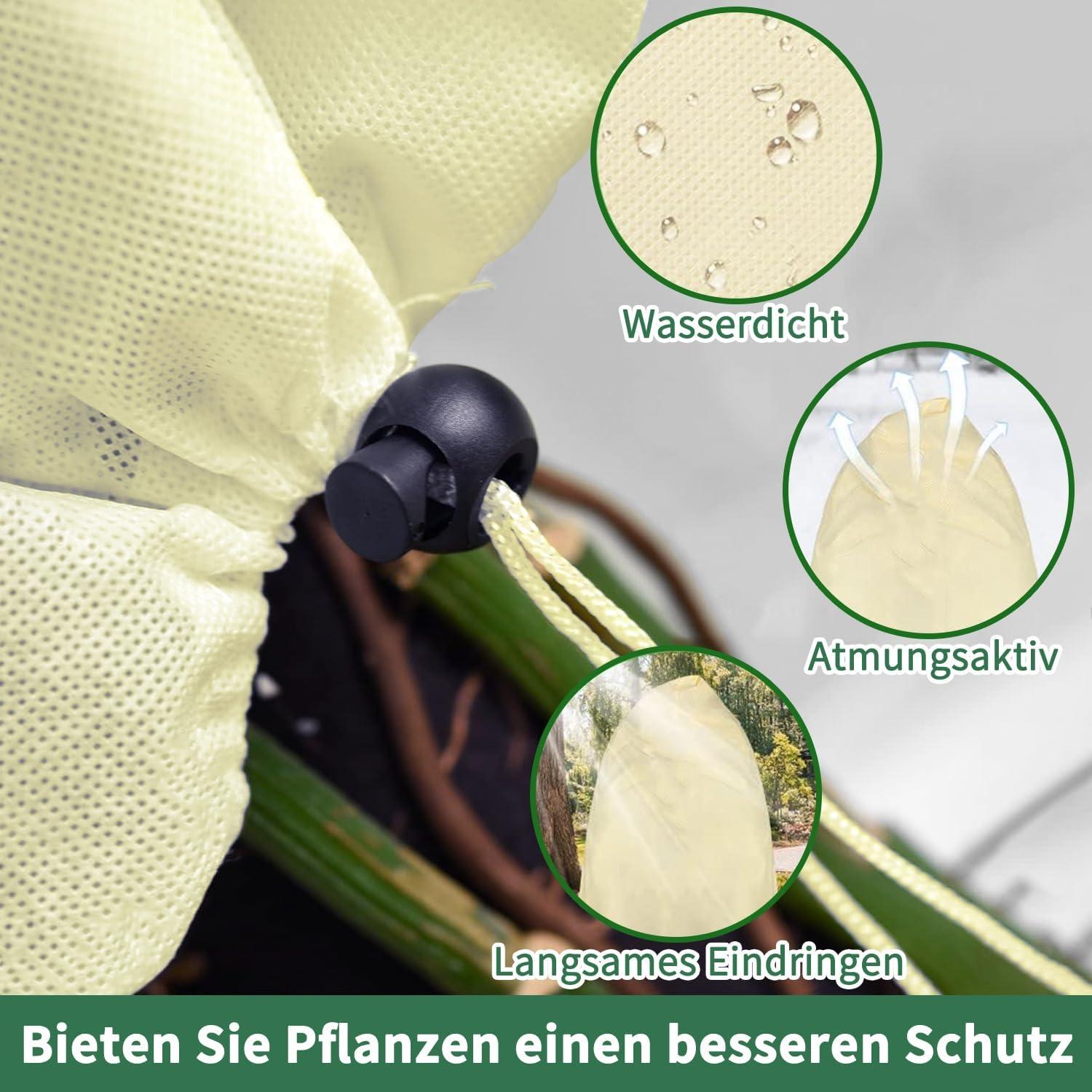Winterschutz Winterschutz Pflanzen 85 g/m² Kübelpflanzensack mit Zipp Beige