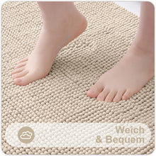 Chenille Badematte rutschfest & saugfähig 40x60 cm Beige
