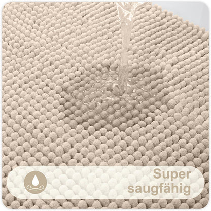 Chenille Badematte rutschfest, weich, saugfähig, 60x90 cm, Beige