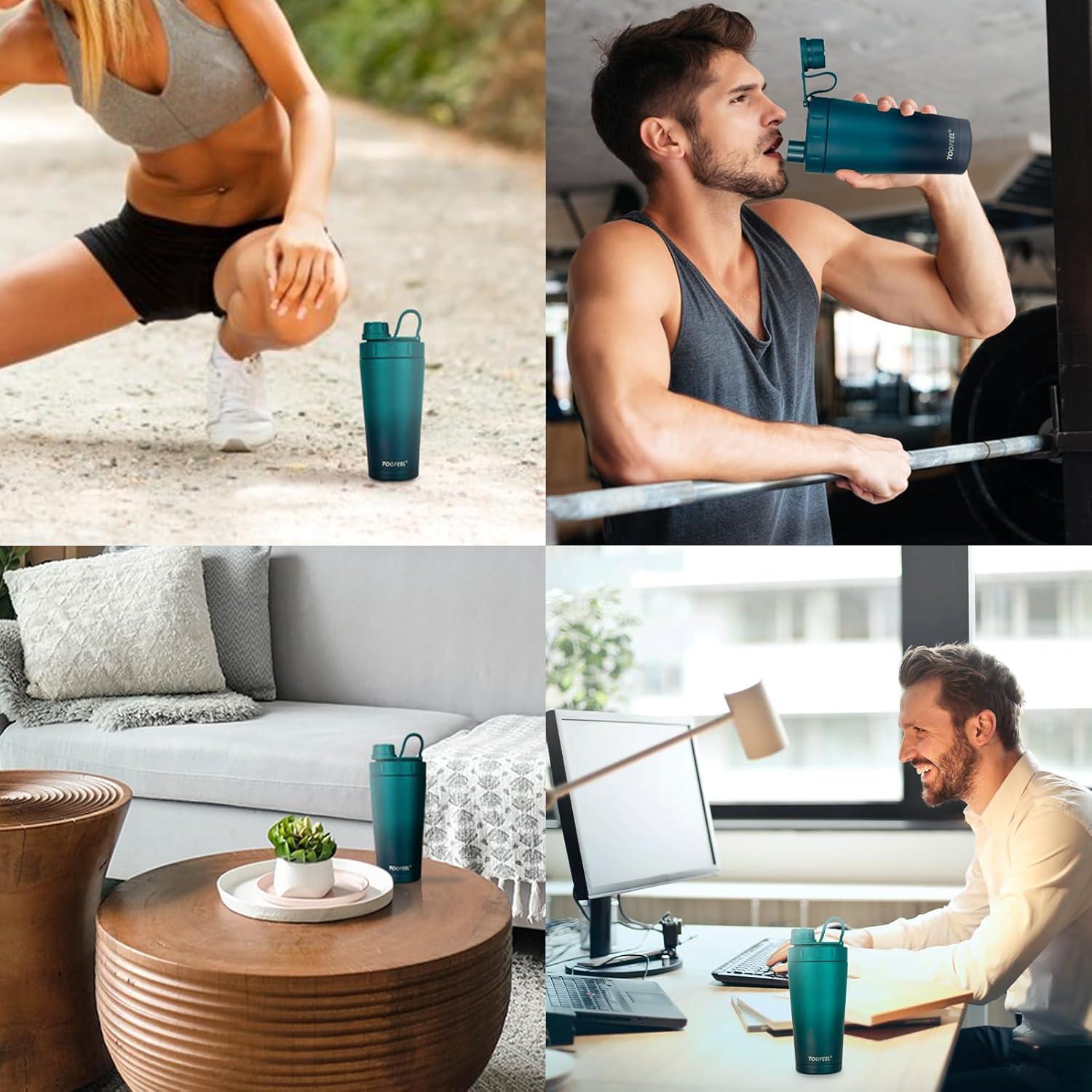 Protein Shaker Flasche 20 oz doppelwandige Vakuum Isolierung schlankes