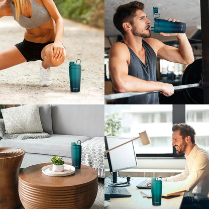 Protein Shaker Flasche 20 oz doppelwandige Vakuum Isolierung schlankes