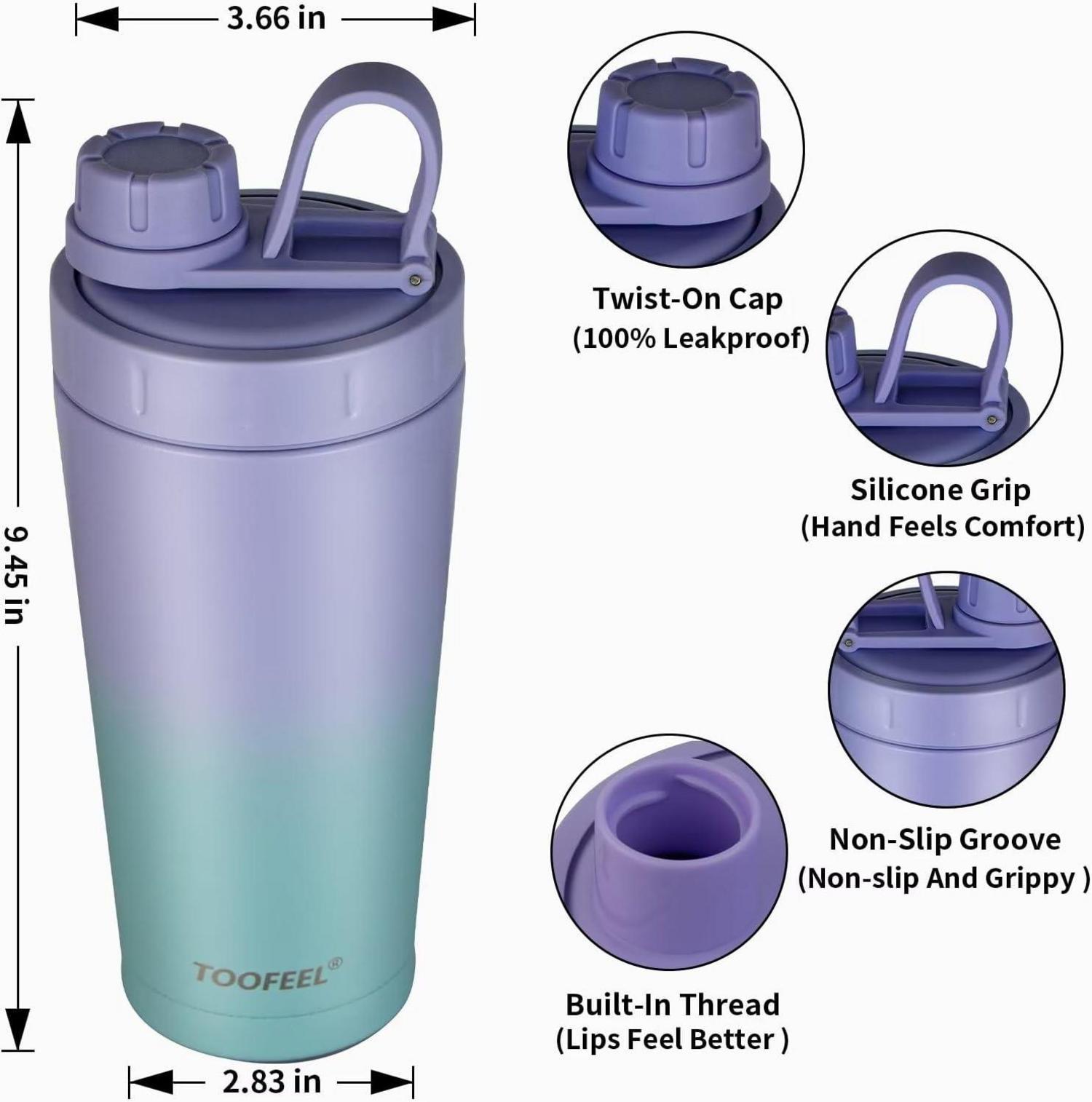 Isolierte Protein Shaker Flasche aus Edelstahl mit 2 Shaker Kugeln