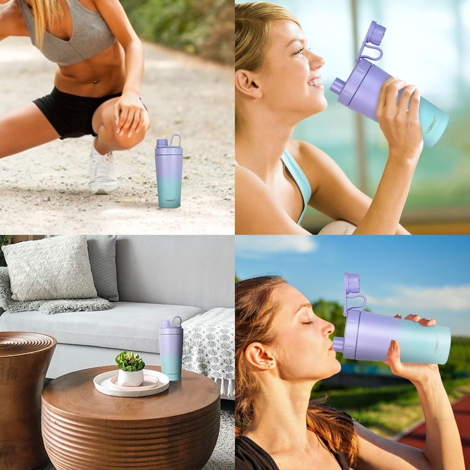 Isolierte Protein Shaker Flasche aus Edelstahl mit Shaker Kugeln 20 oz