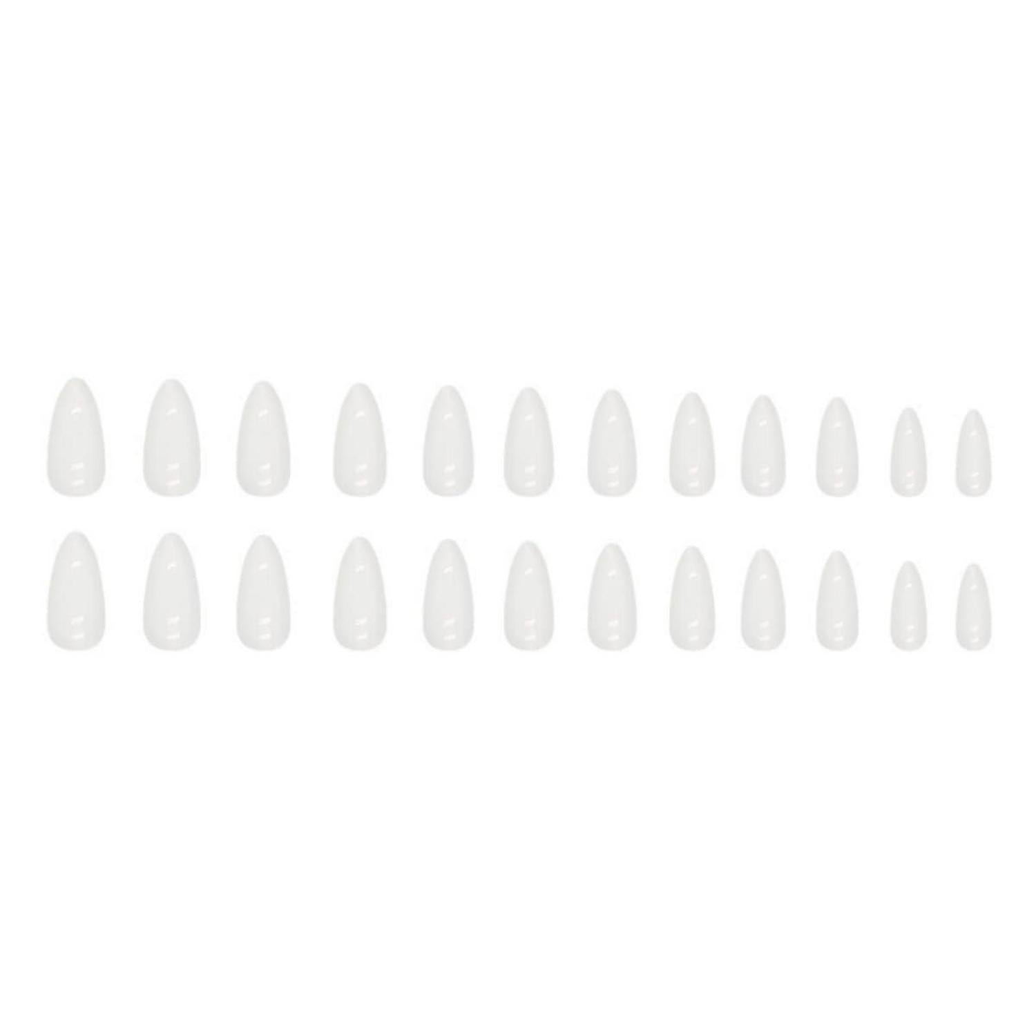 24 Stk. Weiß Mandel Nägel Aufkleben Oval Fake Nails Kunstnägel French für Frauen
