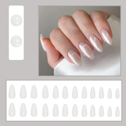 24 Stück Weiße Mandel Nägel Press on Nails Oval für Nail Art