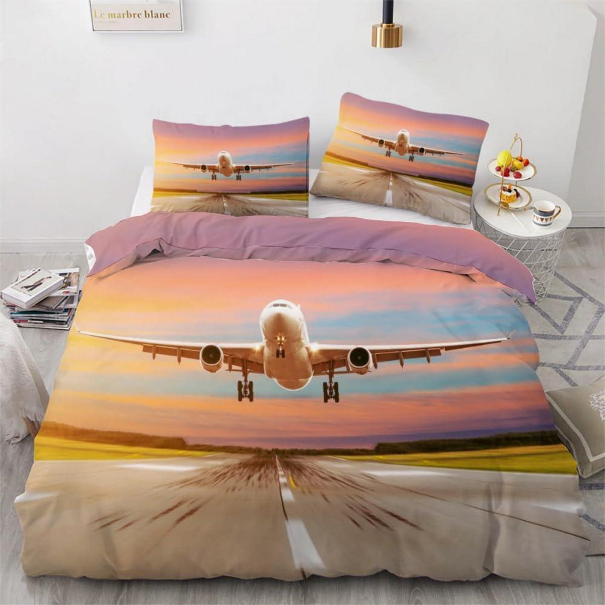 Kinder Bettwäsche Flugzeug 135x200 cm 4tlg. Mikrofaser 3D
