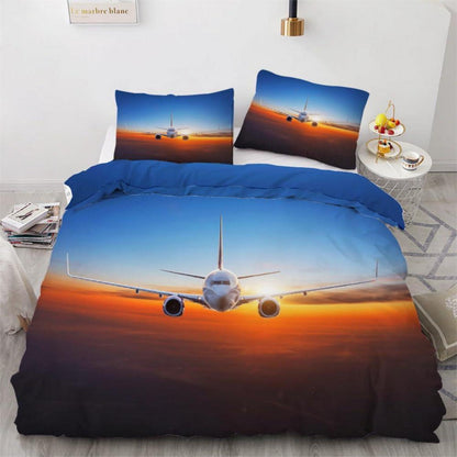 Kinder Bettwäsche Flugzeug 135x200 cm 4tlg. Mikrofaser 3D