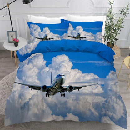 Flugzeug Bettwäsche Set 220x240 cm - 3-teilig Mikrofaser