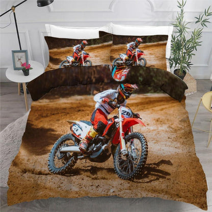 Motocross 3teilige Bettwäsche 220x240 cm – Mikrofaser