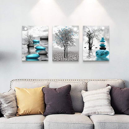 Leinwandbilder Schwarz Weiß Großer Baum See Wandbilder 30x40cm 3er Set