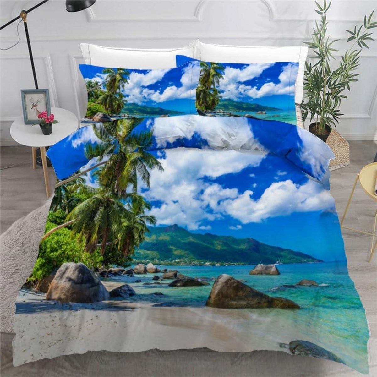 Kinderbettwäsche Palme 135x200 cm 4tlg. Mikrofaser 3D Tropen