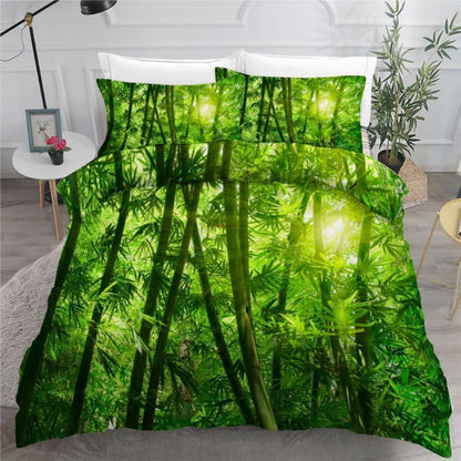 Bettwäsche-Set Bambus 200x200 cm, 3-teilig, Grüner Wald 3D