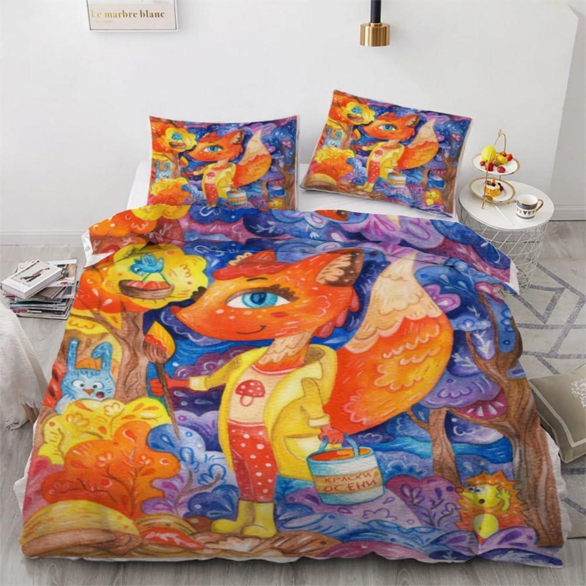 Fuchs Kinderbettwäsche 135x200 cm - 2teilig Mikrofaser 3D Cartoon