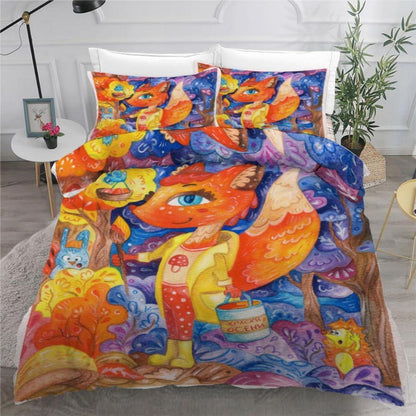 Fuchs Kinderbettwäsche 135x200 cm - 2teilig Mikrofaser 3D Cartoon