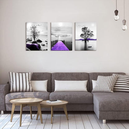 Schwarz-Weiß Wandbilder Natur Landschaft Lila 40x30cm