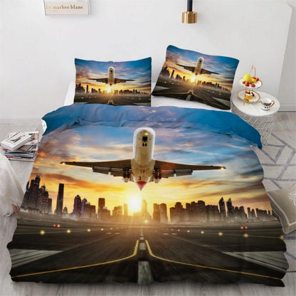 Kinder Bettwäsche Flugzeug 135x200 cm 4tlg. 3D Mikrofaser
