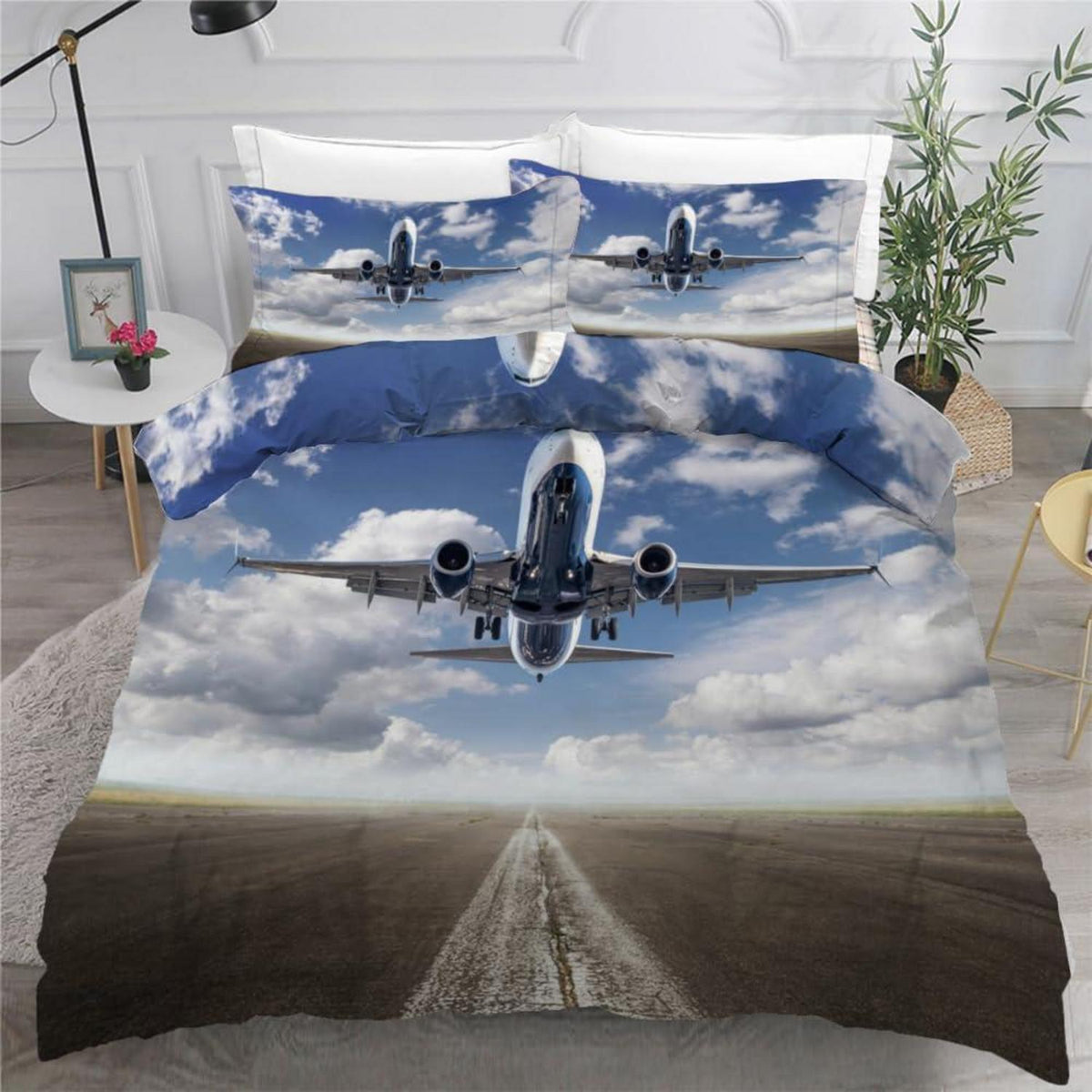 Flugzeug Bettwäsche Set 220x240 cm - 3-teilig Mikrofaser