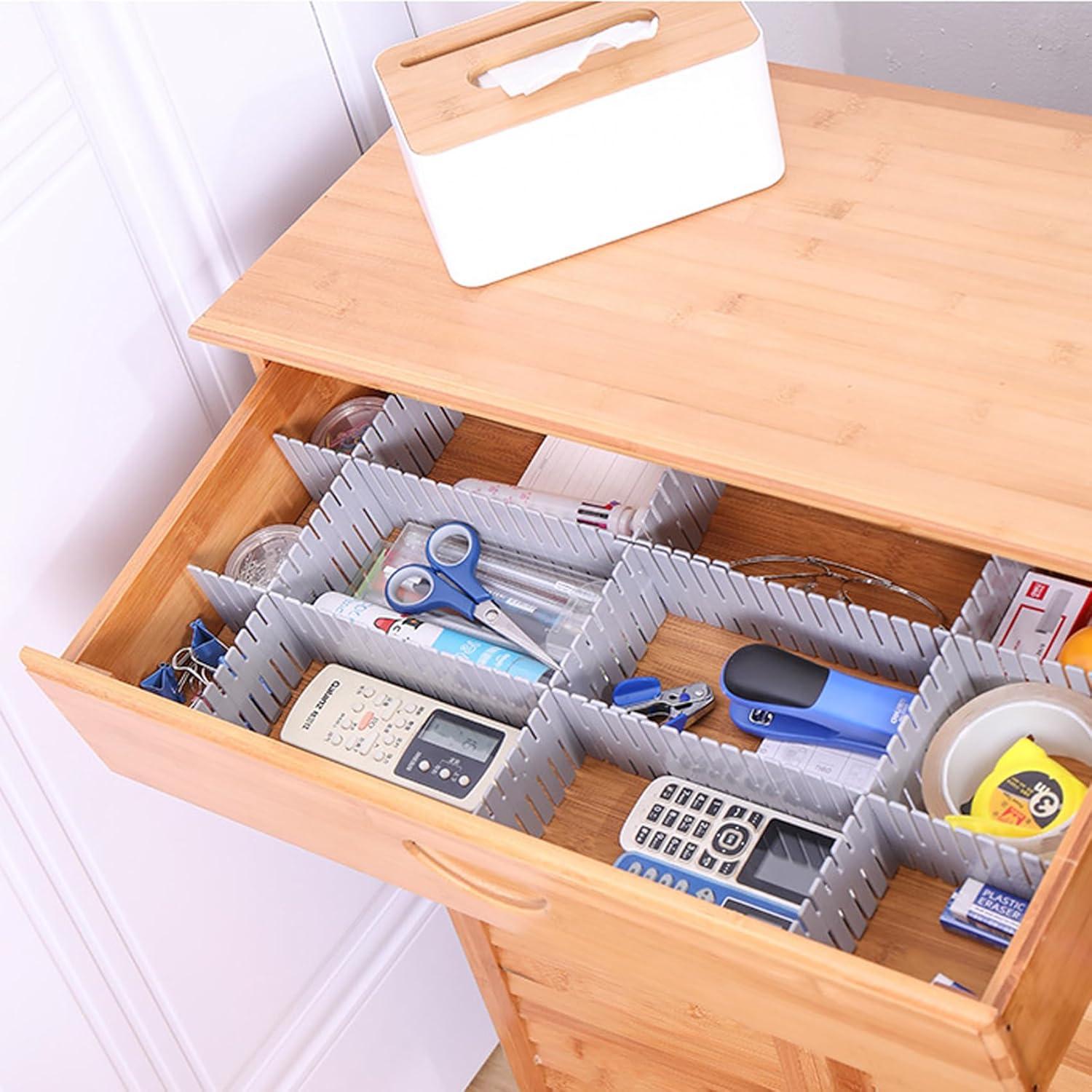 16 Stück Verstellbare Schubladenteiler Weiß Schubladen Organisers DIY Grau