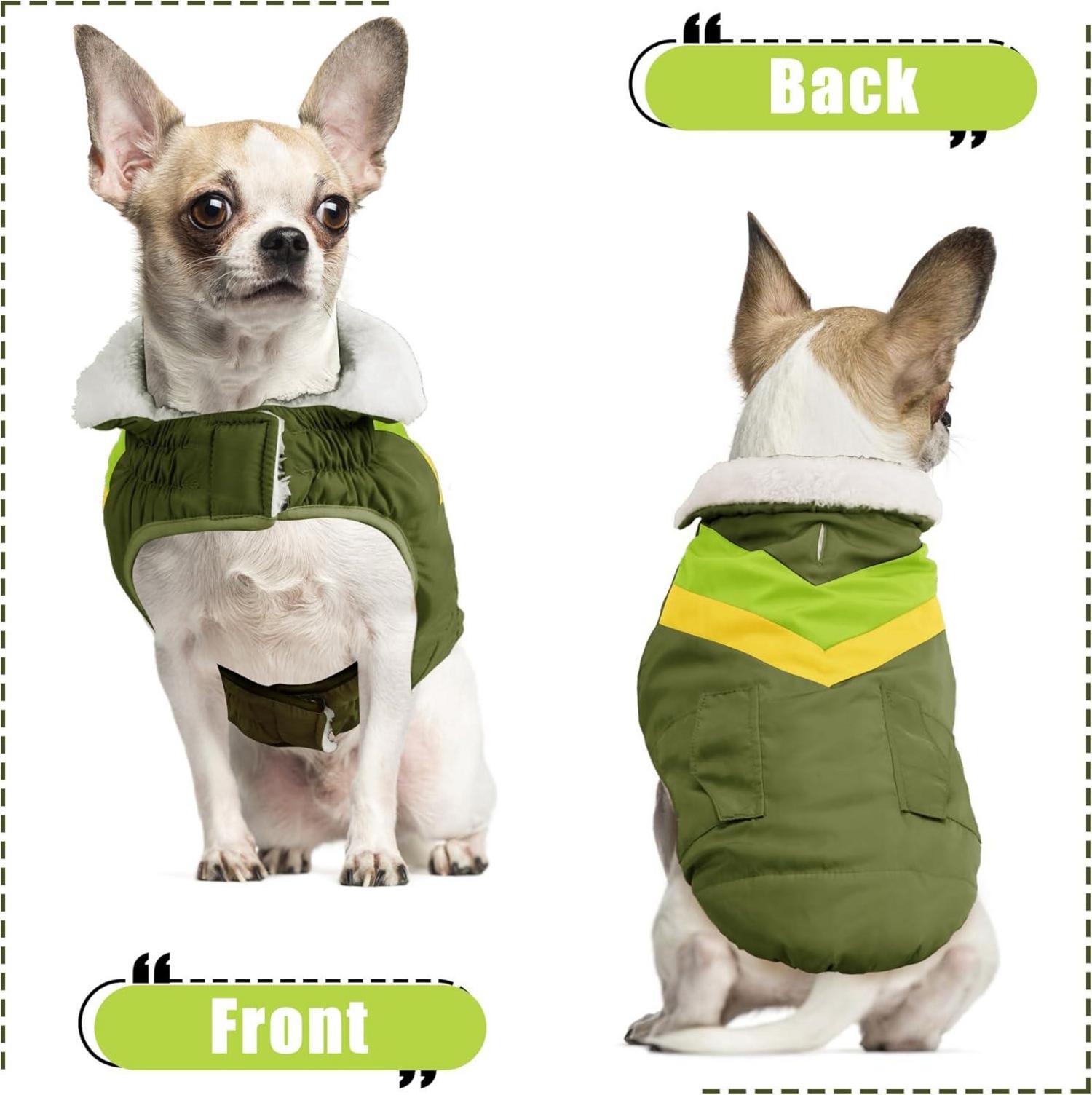 Hundemantel Winter Warm Medium Armygrün Klettverschluss