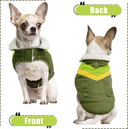 Hundemantel Winter Warm Medium Armygrün Klettverschluss