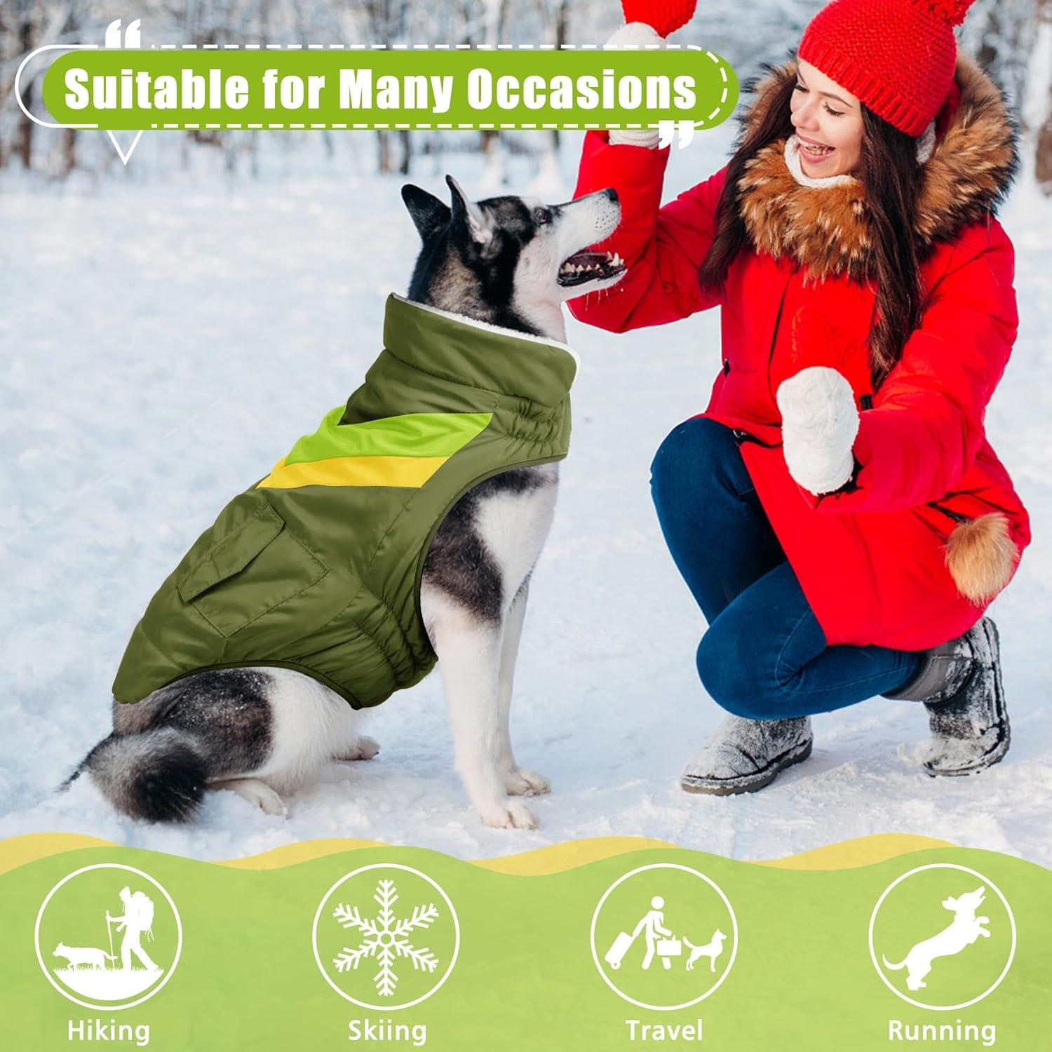 Hundemantel Winter Warmer Hoher Kragen Hundekleidung Gestreift Klettverschluss