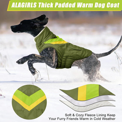 Hundemantel Winter Warm Medium Hundejacke mit Klettverschluss ALADC1104-ArmyGreen-M