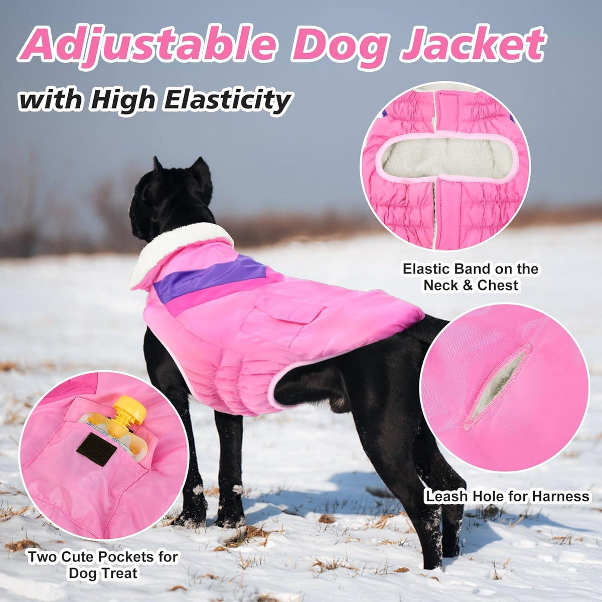 Hundemantel Hundejacke Hoher Kragen Warm Baumwolle Winter ALADC1104 Pink XL
