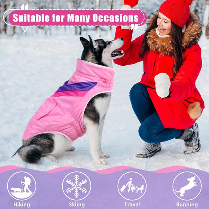 Hundemantel Winterjacke warm mit Kragen für große Hunde Baumwolle Pink XL