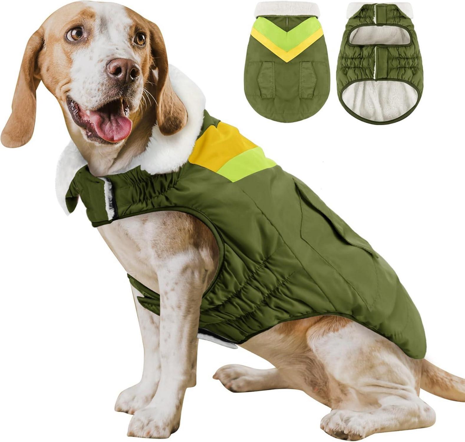 Hundemantel Winterjacke Große Hunde Warm Klett Reflexstreifen - XXL