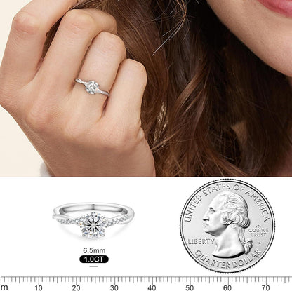 Solitär Verlobungsring 1-2 Karat Moissanite D VVS1 925 Silberø16,9mm