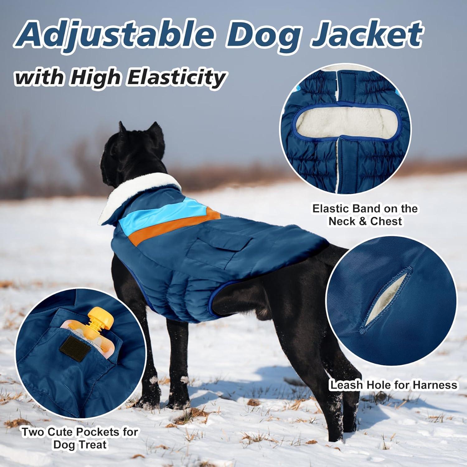 Warme Hundemantel mit Klettverschluss - 7 Größen und 23 Farben - Winterjacke für große Hunde