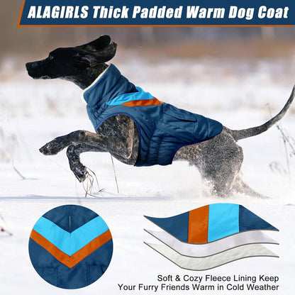 Warme Hundemantel mit Klettverschluss - 7 Größen und 23 Farben - Winterjacke für große Hunde