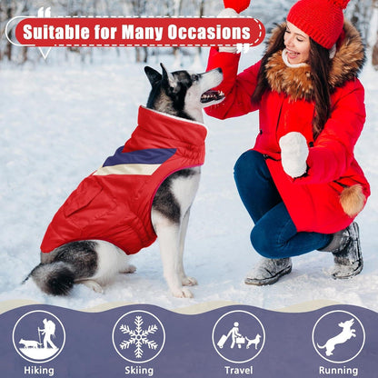 Hundemantel Winterjacke Große Hunde Warm Kragen Baumwolle Rot XL