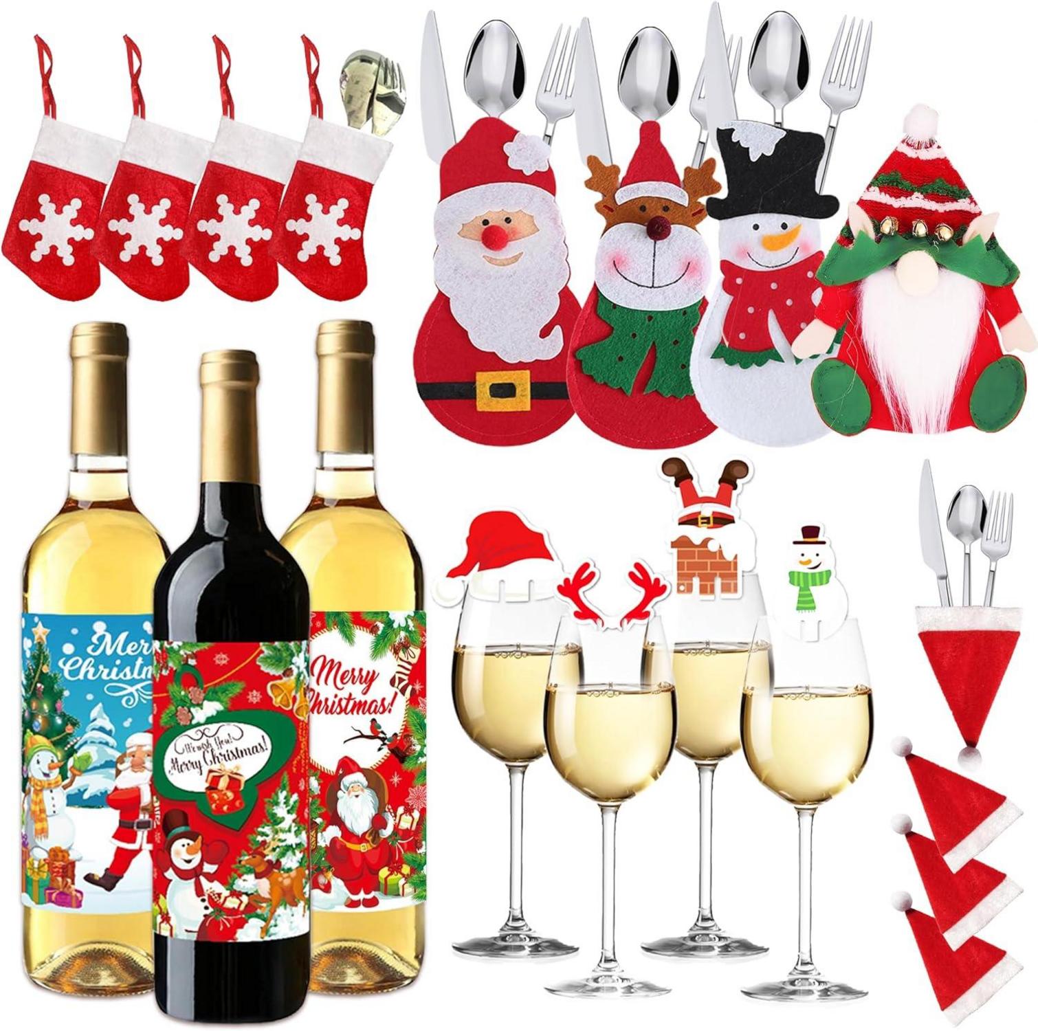 52-teiliges Tischdeko Weihnachten Set Besteckhalter Filz Glammer