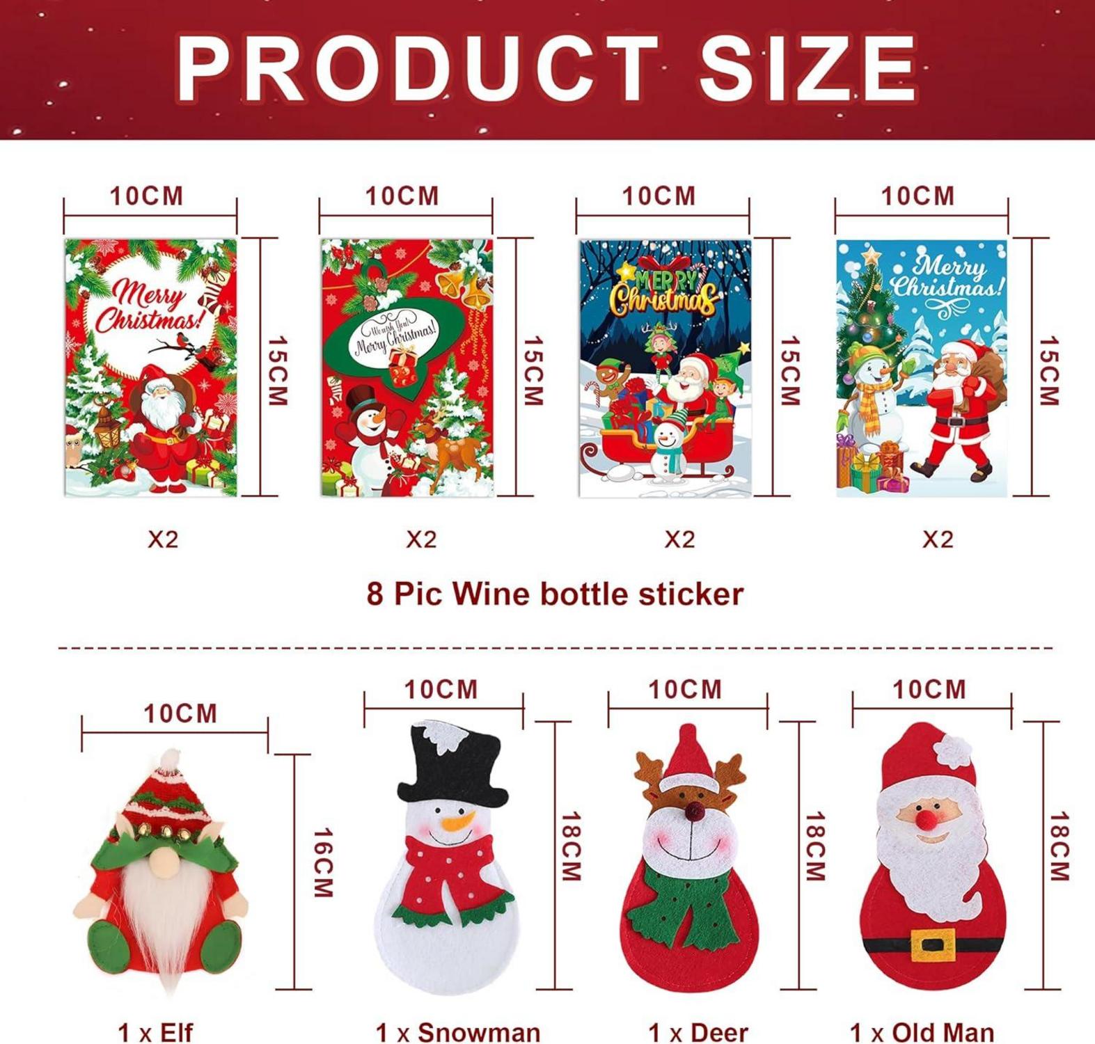 52Pcs Tischdeko Weihnachten Besteckhalter Filz Glasmarkierer