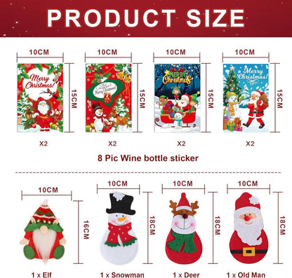 52Pcs Tischdeko Weihnachten Besteckhalter Filz Glasmarkierer