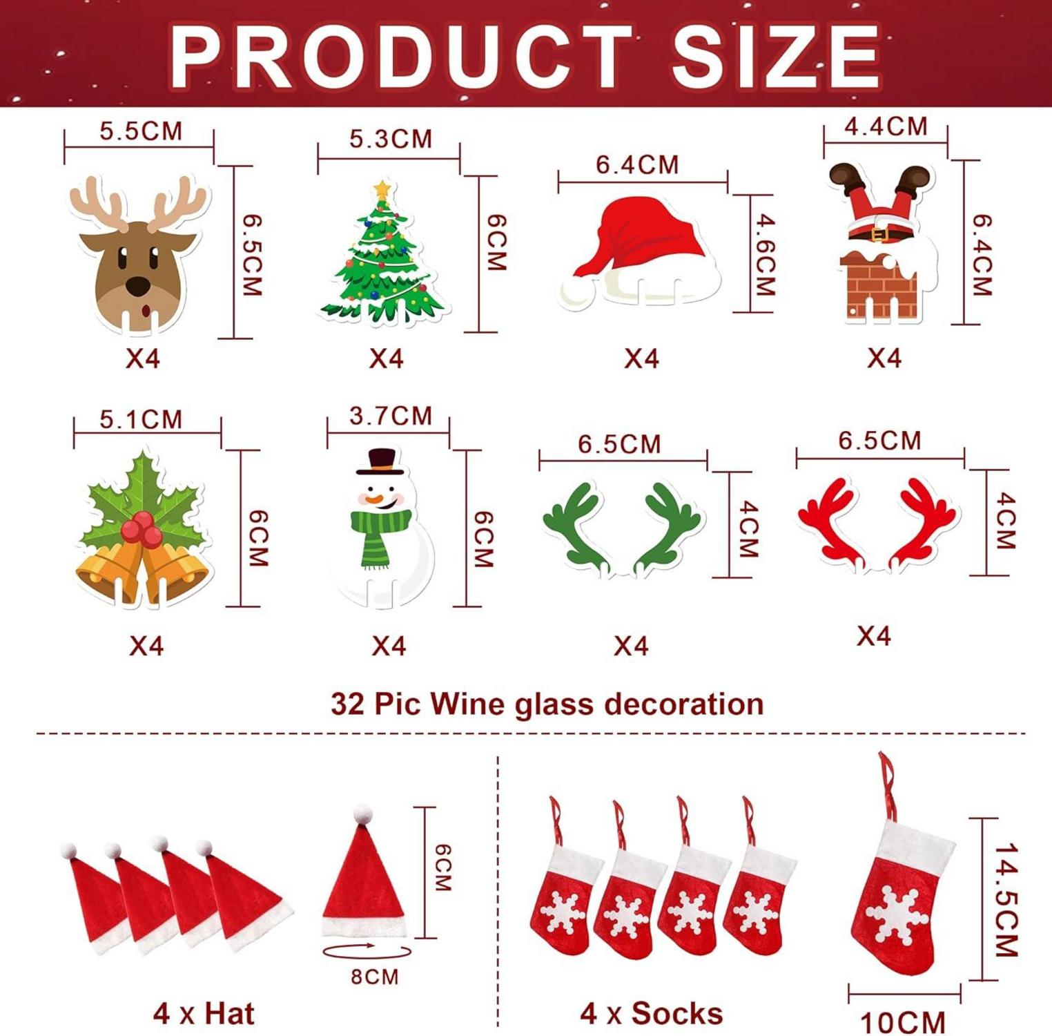 52-teiliges Tischdeko Weihnachten Set Besteckhalter Filz Glammer