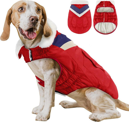 Hundemantel Winter Warm Hoher Kragen Medium Hundejacke Rot