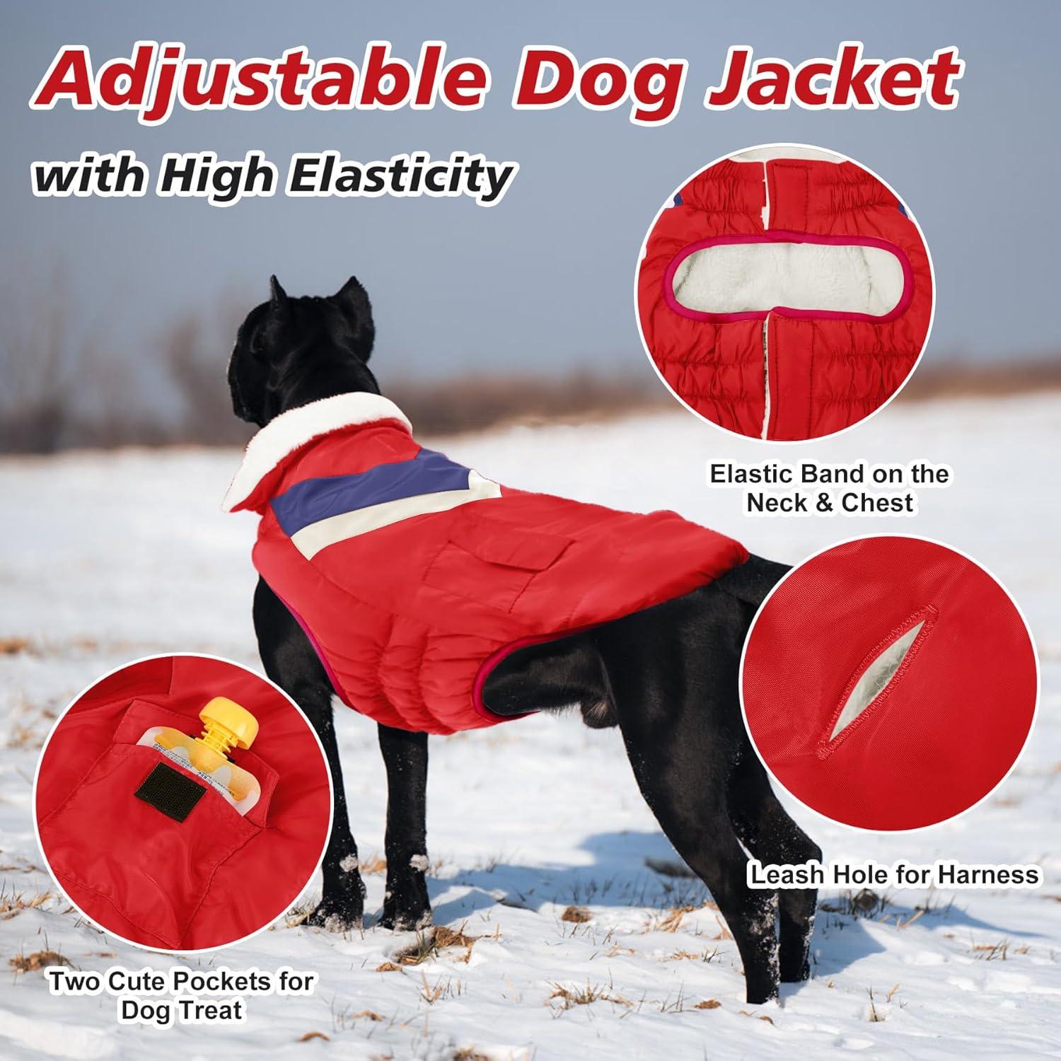 Hundemantel Winter Warm Medium Hundejacke Klettverschluss Reflektierender Streifen Rot