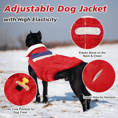 Hundemantel Winter Warm Medium Hundejacke Klettverschluss Reflektierender Streifen Rot