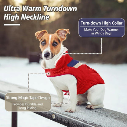 Hundemantel Winter Warme Hundekleidung Hoher Kragen Red Medium
