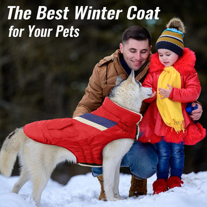 Hundemantel Winter Warm Hoher Kragen Medium Rot Hundekleidung