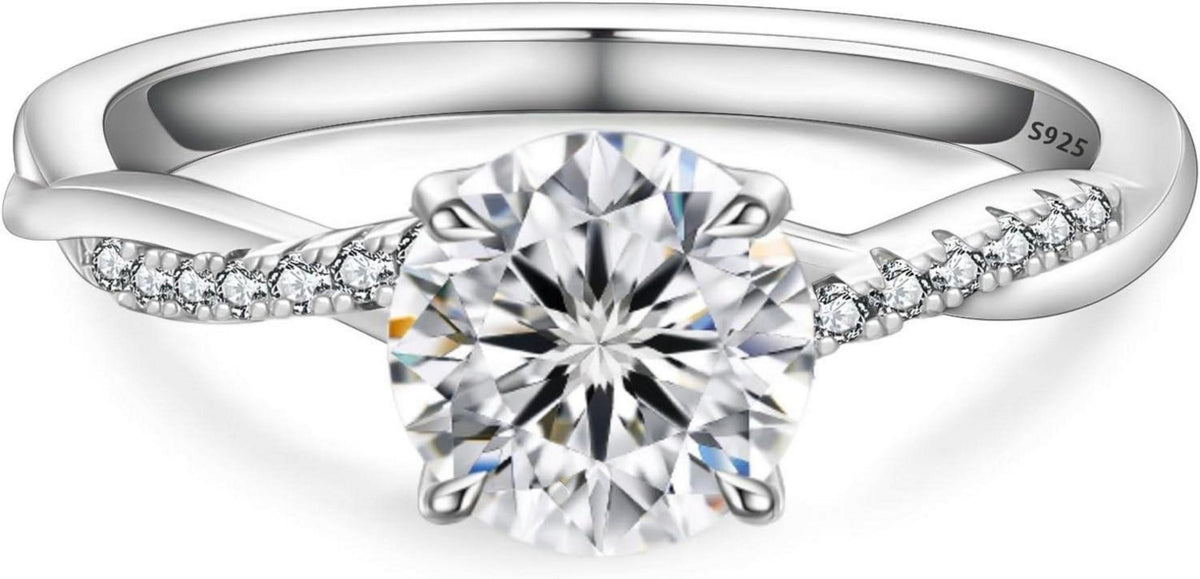 Moissanite Solitär Verlobungsring 1-2 Karat VVS1 D 925 Silber