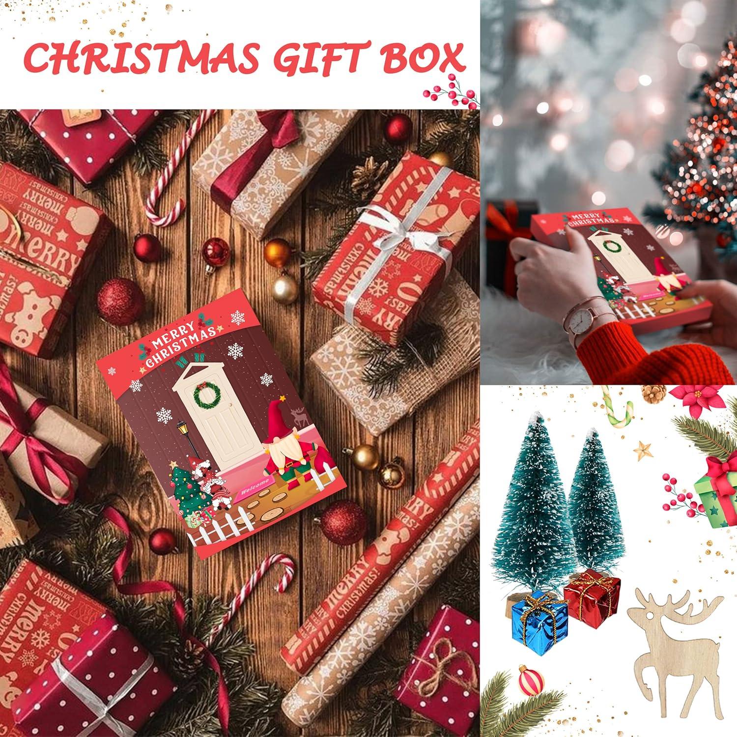 Elfentür Weihnachtsdeko Set 29-teilig Miniatur Wichtel Zubehör Geschenkbox Garten Ornamente